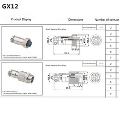 1.64 ft GX12 5 Pin Double Female Cable GX12 5Pins Female Head Aviation Cordse…
