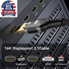 Displayport 2.1 16K DP Cable 8K@120Hz/60Hz 4K@240Hz 80Gbps HDR Video Audio Cable