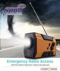 Emergency Weather Radio, AM/FM/NOAA, 7400mWh Power Bank, Solar & Hand Crank