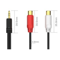 5pcs 1FT Aux Audio 3.5mm 1/8″ Male Plug to 2 RCA Phono Female Stereo Cable