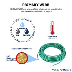 12V Strands Copper Primary Wire – 8 10 12 14 16 Gauge Car Hookup Power Cable Lot