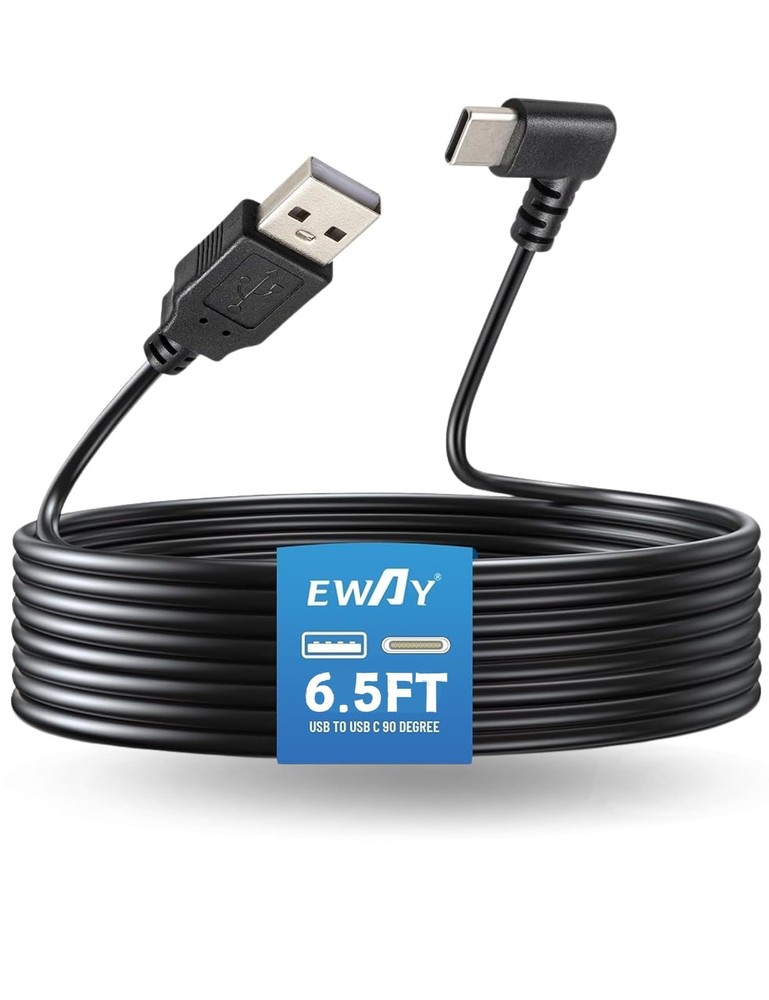 EWAY USB C Dash Cam Power Cord (6.5FT/2M), USB-A 2.0 to 90 Degree 6.5 feet
