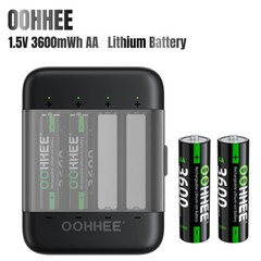 OOHHEE 4/8/12/16x AA 1.5V Lithium Rechargeable Battery 3600mWh Charging Storage