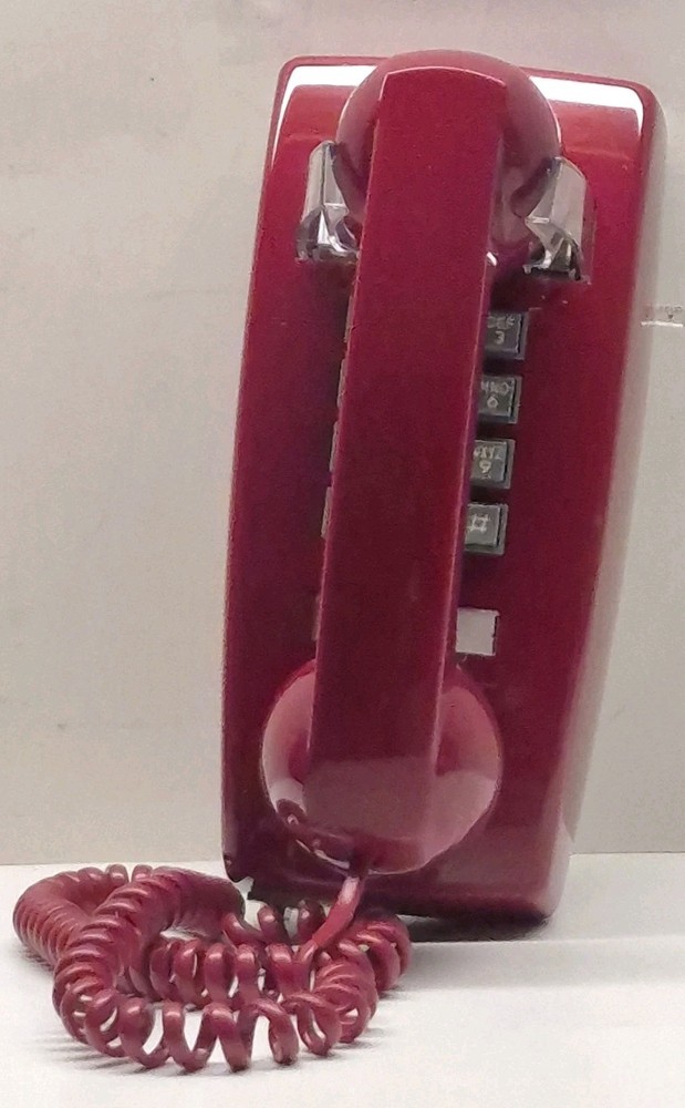 Red Cortelco 255447-VBA-20M Wall Phone Corded – Retro Push Button Phone A2
