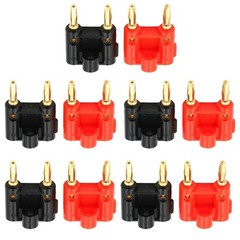 10PCS Dual Banana Plugs 4mm Gold Speaker Connector for Amp Safe Reliable