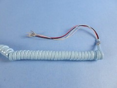 WESTERN ELECTRIC BLUE TELEPHONE HANDSET HARDWIRED COIL CORD 32″