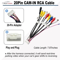20 Pin Backup Camera Harness Adapter for Android Car Stereo, Radio RCA Rear V…