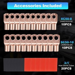 0 Gauge Wire 1/0 AWG Battery Cable (20FT Red+20FT Black) For Car Audio Speaker