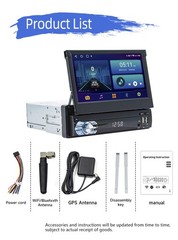 4+64GB Single 1DIN 7″ Car Stereo Radio Apple Carplay Android 15 GPS Retractable