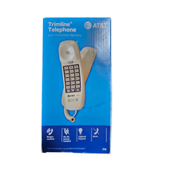 AT&T Trimline Corded Telephone w/ 13 Number Memory White Lighted Keypad #210 NIB