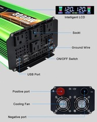 3000 Watt Pure Sine Wave Power Inverter, DC 12V to 110V Inverter with 2 AWG B…