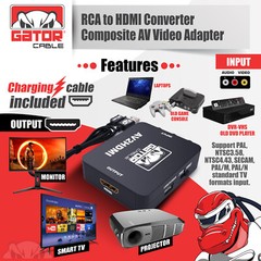 RCA AV to HDMI HD Converter Adapter Composite 3RCA CVBS Audio Video Wii NES SNES