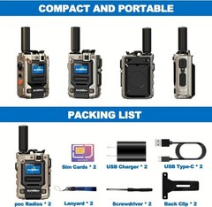 2PACK-(Lifetime Free) limited Range Walkie Talkies Long Range Global Rapid POC4G