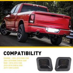 For 2003-10 DODGE RAM 2500/3500 LED License Plate Lights Lamp White 5500K