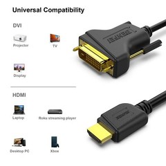HDMI A to DVI Adapter Cable Plug and Play Bi-Directional for TV Monitor