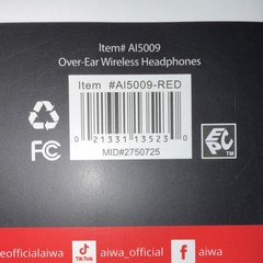 Aiwa AI5009-RED Wireless Bluetooth Over-Ear Headphones Adjustable Headband Red