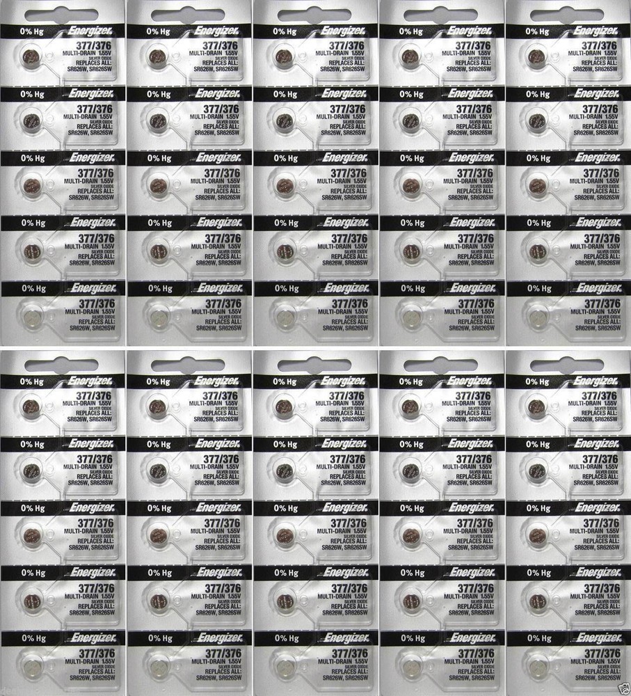 Energizer 377 376 WATCH BATTERY SR626SW SR626W Silver Oxide Battery 50 Batteries