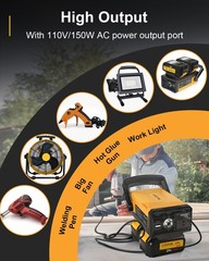 300W Portable Power Supply Inverter Compatible with dewalt 2Pack 20V Battery 6A
