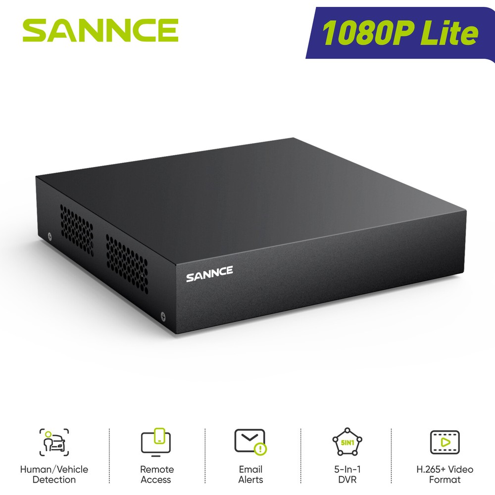 SANNCE 5IN1 8CH DVR 1080P Security Camera System CCTV Outdoor Night Vision AI