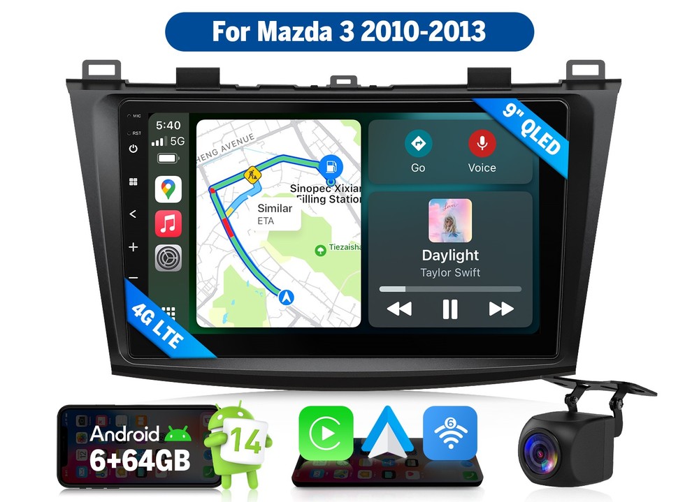 For 2010-2013 Mazda3 M3BLX7S 6+64G Android 14 Radio Car Stereo GPS CarPlay Video