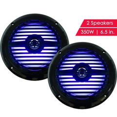 2x Gravity 350 Watts 6-1/2″ 2-Way Marine Boat Audio Speakers 6.5″ / BLACK LED