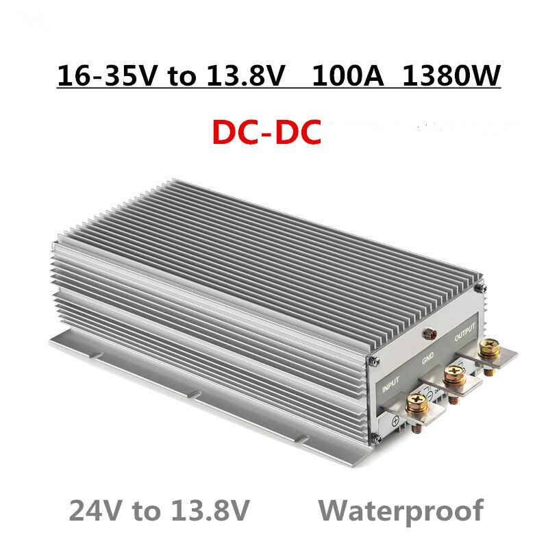 24V to 13.8V 100A 1380W DC-DC car waterproof power converter 16-35V to 13.8V
