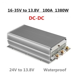 24V to 13.8V 100A 1380W DC-DC car waterproof power converter 16-35V to 13.8V