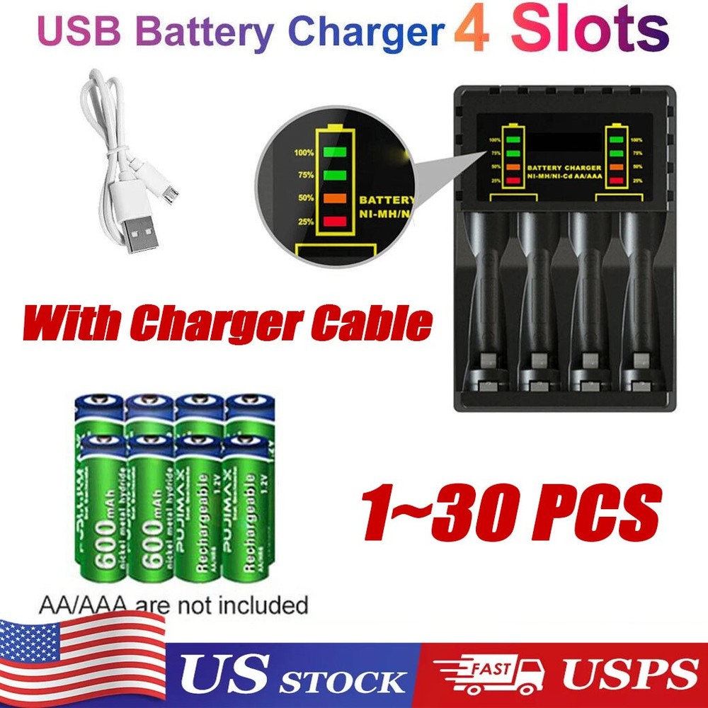 Universal USB Battery Charger 100st Charger AA AAA Rechargeable Batteries LOT