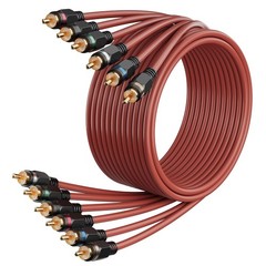 6-Channel RCA Audio Cable 10 Ft Oxygen Free Copper Male to Male Twisted Pair RCA