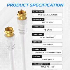 Coaxial TV Antenna Cable Extension Coax HDTV Wire Double Shielded Patch Cord LOT