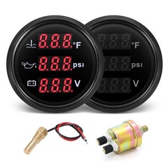 Triple Gauge Set 3 in 1 (Oil Pressure PSI + Watertemp °F + Volt) 2-1/16 52mm Car