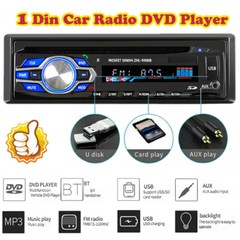 Car Head Unit FM AUX USB Bluetooth with DVD CD Single 1 Din Car Radio MP3 Player
