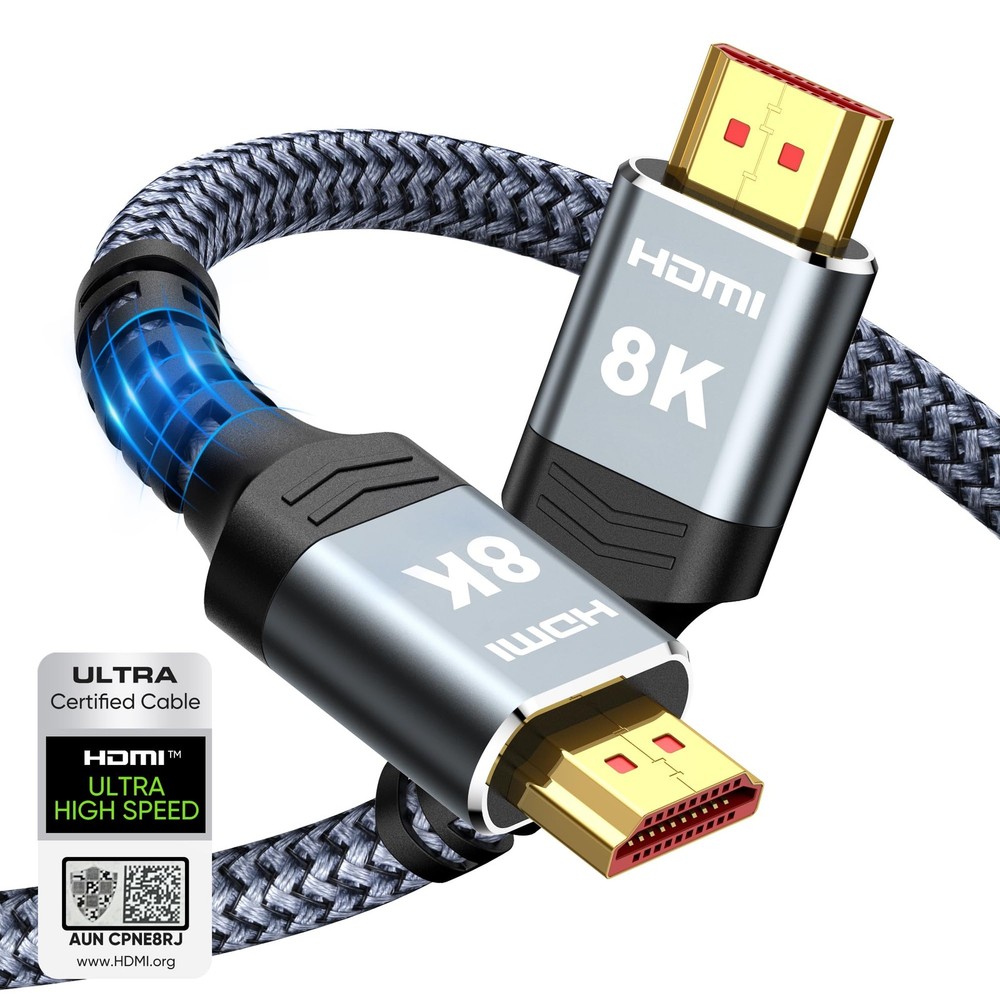 Highwings 8K 10K 4K HDMI Cable 48Gbps 6.6FT/2M, Certified Ultra 6 feet, Grey