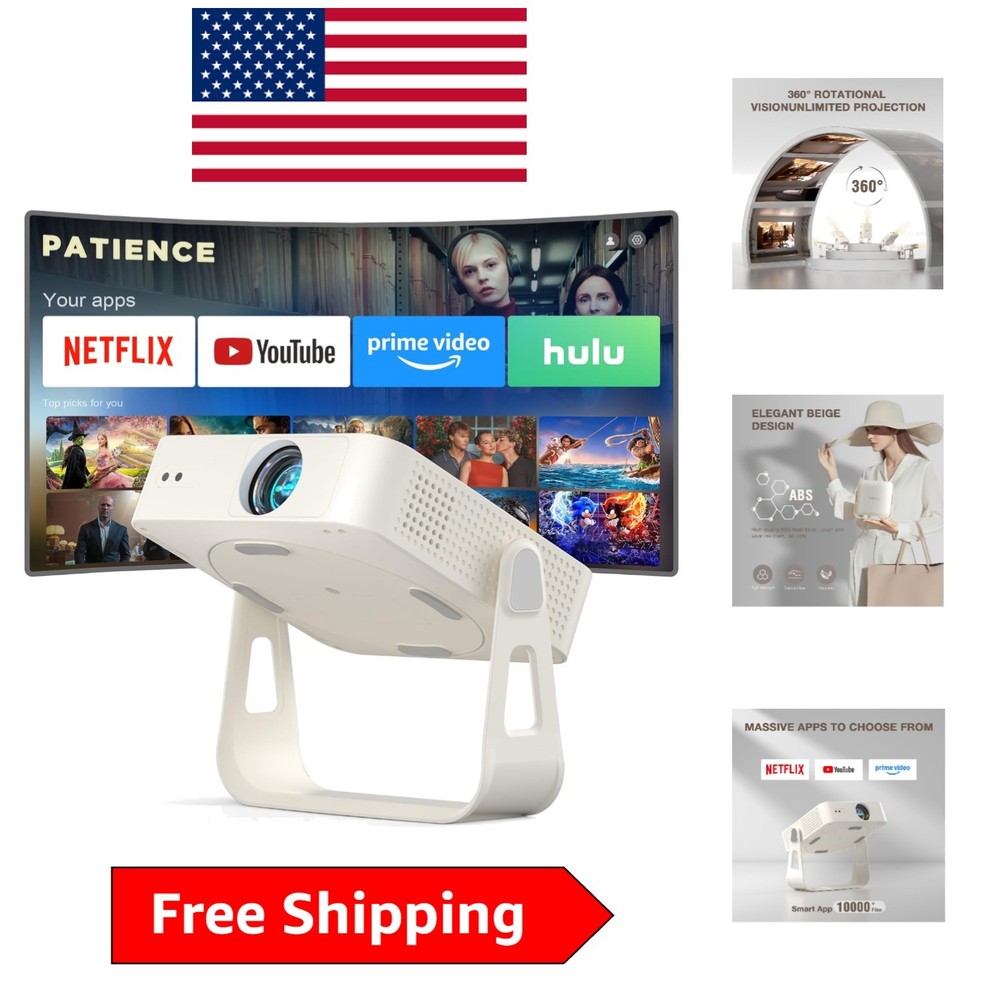 4K Smart Mini Projector with WiFi & Bluetooth – Portable 1080P Home Theater