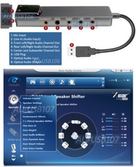 5.1 Channel USB 2.0 Surround Sound Adapter W/ Volume Control Optical Audio Input