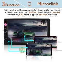 7″ Double Din Car Stereo IOS/Android MP5 Player FM GPS Navigation Bluetooth+CAM