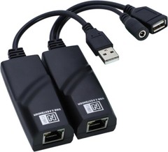 Active Powered USB 2.0 Range Extender Over RJ45 Cat5 Cat6 Cat6E Cable Kit 200FT