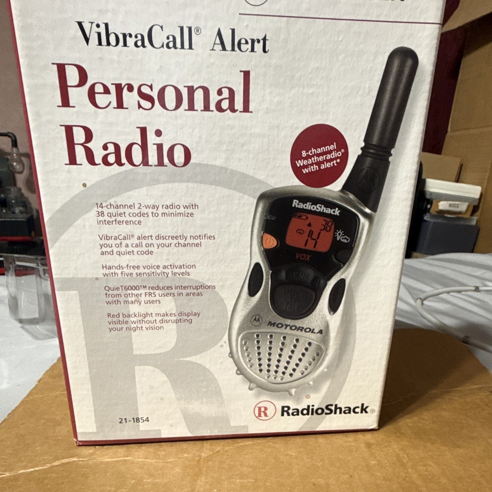 RadioShack VibraCall Alert FRS UHF 14-Channel VOX WX Alert Silver/Black 21-1854