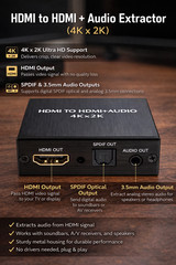 4K * 2K HDMI Stereo Audio Video Extractor Converter HDMI+ Optical SPDIF 3.5mm n