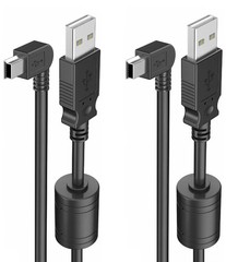 Sturdy 6.6Ft Mini USB Charger Cable for GPS – 90 Degree Design & Dual Pack
