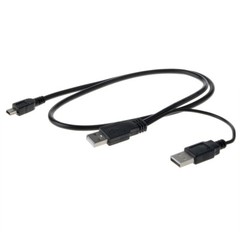 USB Dual Power Y Shape 2x Type A – Mini B Cable Lead Cord for Hard Drive C004
