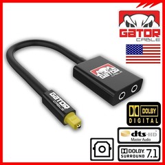 Dual Port Toslink Digital Fiber Optical Adapter Splitter Audio Cable 1 In 2 Out