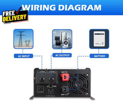 1200W Pure Sine Wave Inverter with AC Charger DC 12V to AC 120V Output Ups B….