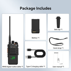2* NR40 DMR/Analog Two Way Radio ARC4/AES256 Noise Reduction & Waterproof Mic