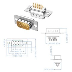 10PCS VGA Male Female DB15 3Row Solder Cup Connectors, Gold Plated Joints Solder