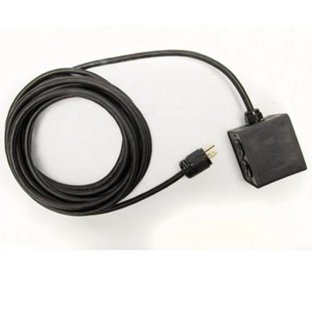 *Rubber Quad Duplex Box – 4 AC Outlets & 25′ 12/3 Hardwired Power Cable, USAMade