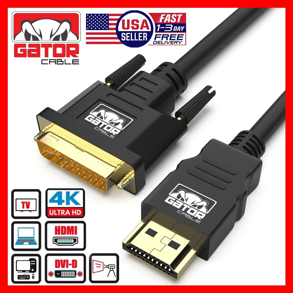 DVI-D 24+1 to HDMI Dual Link Cable Male Gold HDTV PC 1080P Display Adaptor 6FT