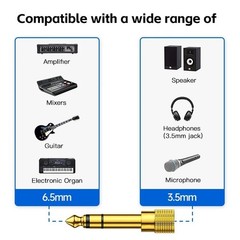 6.5mm 1/4″ Male plug to 3.5mm 1/8″ Female Jack Stereo Headphone Audio Adapter