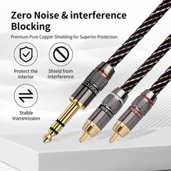 1/4 to RCA Y Splitter Cable, 6.35mm TRS to Dual RCA Audio Cord with 6N OFC & …