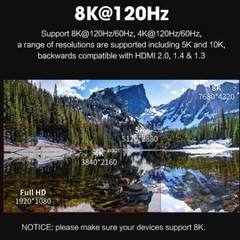 8K Mini HDMI to HDMI Cable HDMI 2.1 Cable Support 8K@60Hz 4K@120Hz 48Gbps eARC